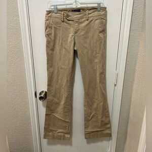 Vintage y2k American Eagle Outfitters pants Sz 8 Tan Low Rise Flare Stretch Y2K